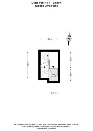 Floorplan - Oude Vest 11F, 2312 XP Leiden